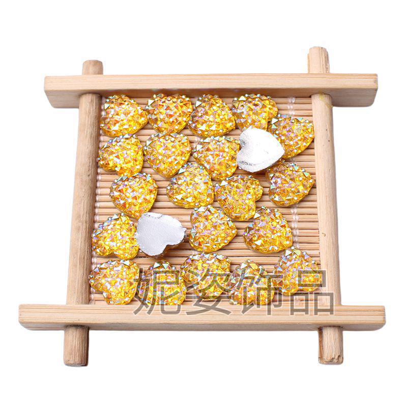 12mm Heart-shaped Starry Sky Resin Flatback Rhinestones - 200pcs/40pcs