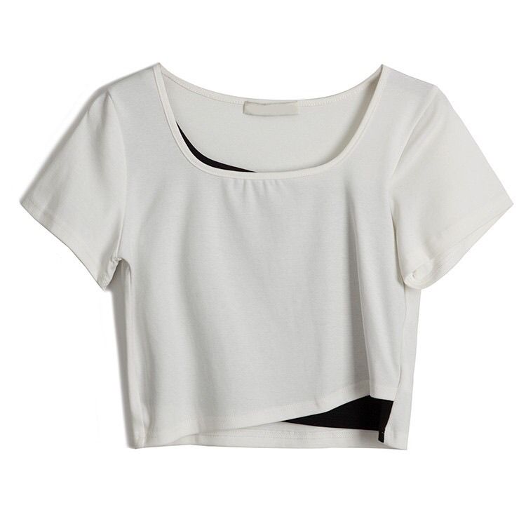 

Складной топ с высокой талией, прямой топ с короткими рукавами, женская футболка с вырезом, летняя 2XL белый