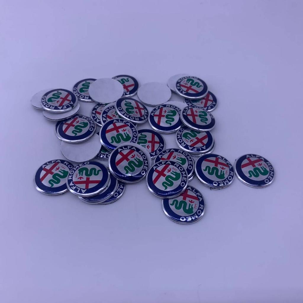 BQVLT1 2pcs11mm 14mm 15mm ForAlfa Romeo 159 147 156 Giulietta GT Aluminium Car Key Emblem StickersMito Brera Giulia F1 Stelvio Volante