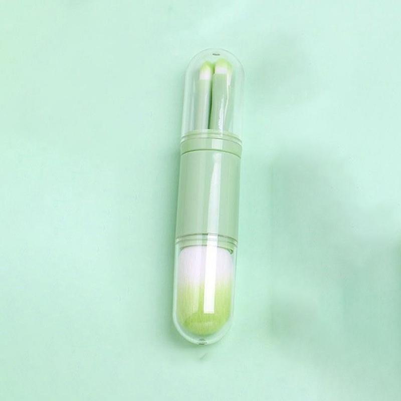 Portable Powder Blusher Brush With Cover 4 in 1 Travel Small Set Makeup Eye Shadow Telescopic Multi-Function Mini Makeup Tool