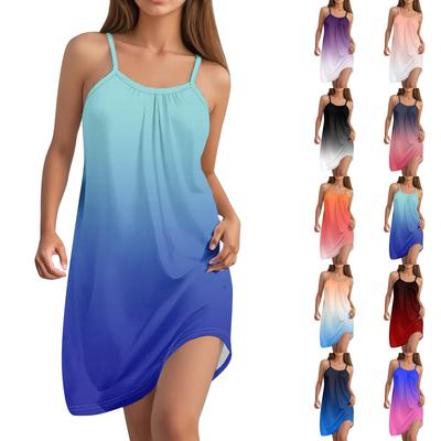 Damen Sommer Freizeit Ärmelloses Kleid Mode Trägerkleid