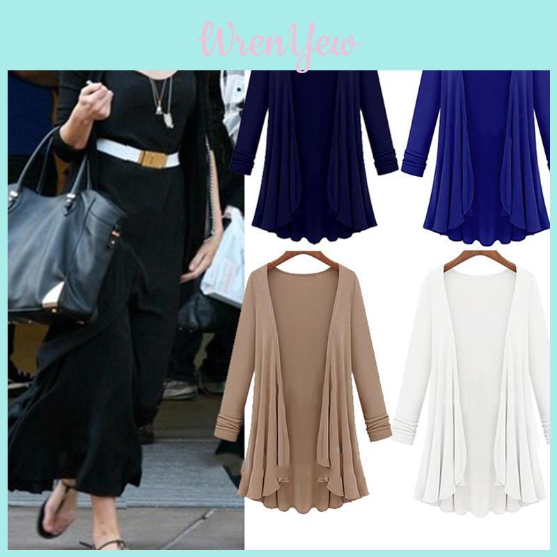 Women's Autumn Long Sleeve Slim Solid Color Knitted Sweater Cardigan Tops In Premium Quality