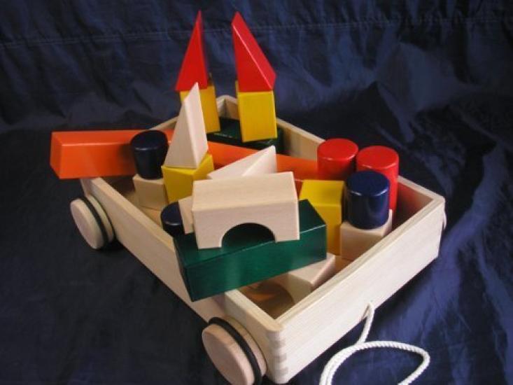 in Japan Wooden Building Blocks [Made Toys] Pull-cart