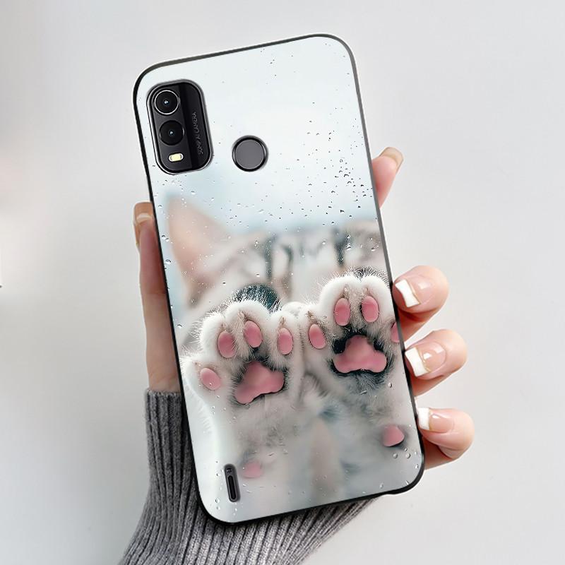 Schwarzes Case für Nokia G11 Plus Einzigartiges Design Schwarze Katze mit Korb Muster Schale Gelee Farbe Kratzfest Weiche Hülle