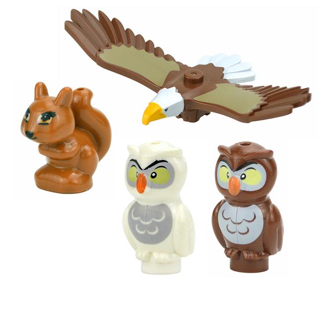 MOC City Animal Building Block Figures Goat Sheep Eagle Owl Panda Parrot Seagull Penguin Zoo Fram Accessories Bricks Toy Gift