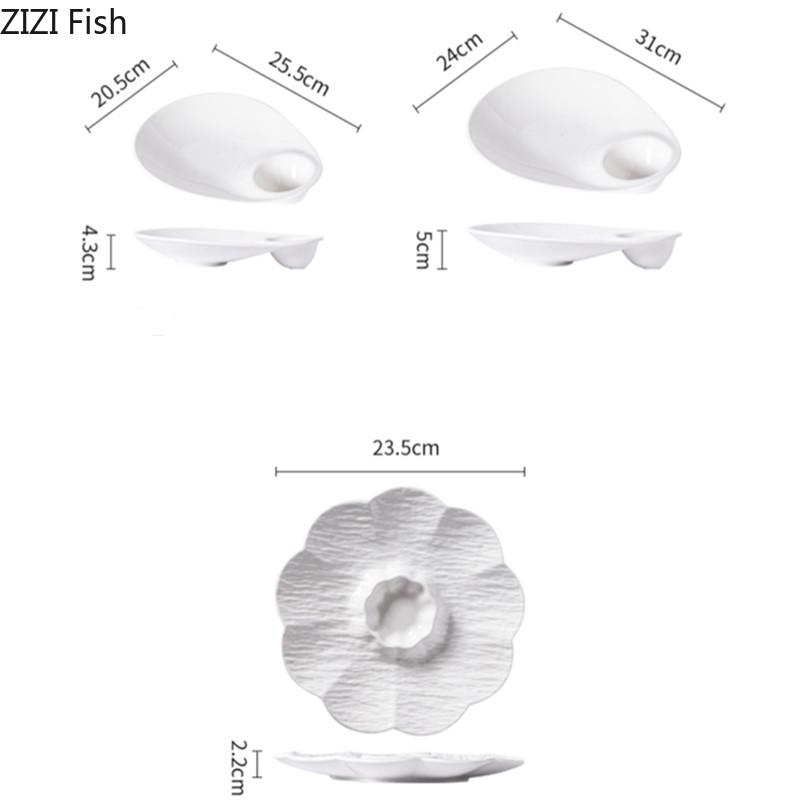 Chinese Ceramic Dumpling Plate Hotel Restaurant Sashimi Sushi Plate Food Decoration Dessert Plate Kitchen Creative Tableware