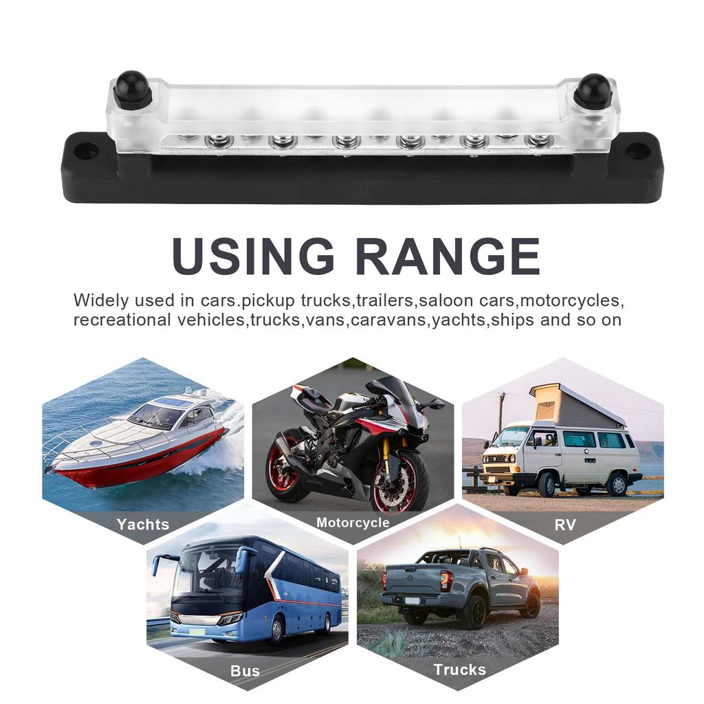 Dual Row 12 Terminal Bus Bar Kit 12 Way 150A Power Distribution Block Ground Terminal Block for Car Boat Trailer RV Wholesale