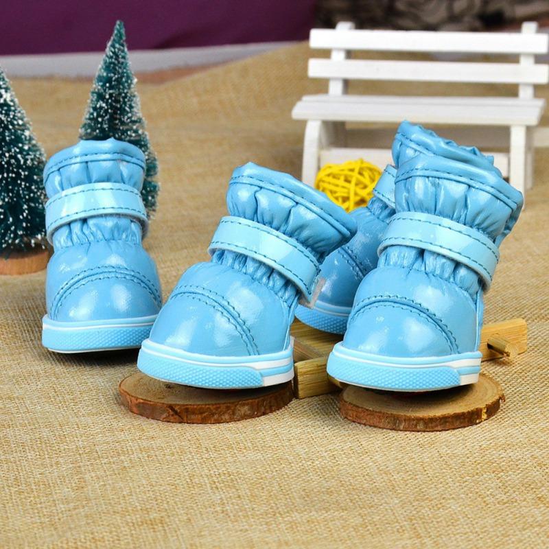 4pcs/set Waterproof Pet Shoes Winter Snow Boots Casual Warm Slip-Resistant Anti-slip Boots For Small Medium Dog Shoes Footwear