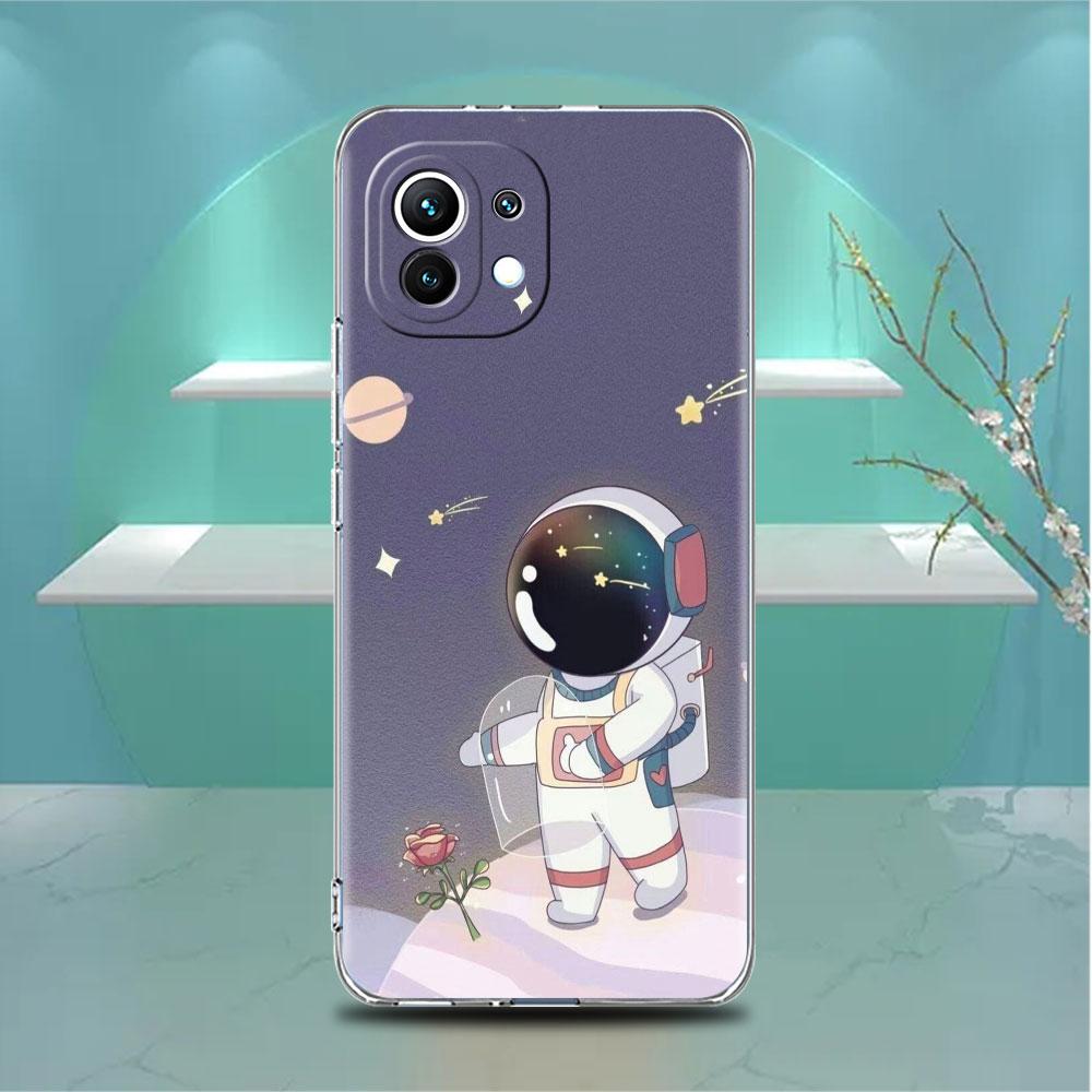 Astronaut Universe Clear Case For Xiaomi Mi Poco X3 NFC M3 Pro F3 F1 11 Lite 12 Note 10 11T 9T Transparent Phone Cover