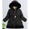 Children's Clothing, Girls' Cotton-padded Clothes, Children's Winter Jackets, Big Children's Thick Hooded Mid-length Warm Cotton-padded Clothes