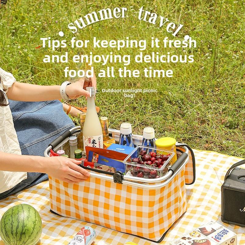 Outdoor Large Capacity Picnic Bag With Thick Aluminum Foil Food Insulation For Camping And Car Travel