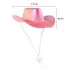 Durable EVA Pet Cowboy Hat Shiny Adjustable Cat Sunshade Hats Breathable Tether Rope Pet Sun Protection Cap Cat Accessories