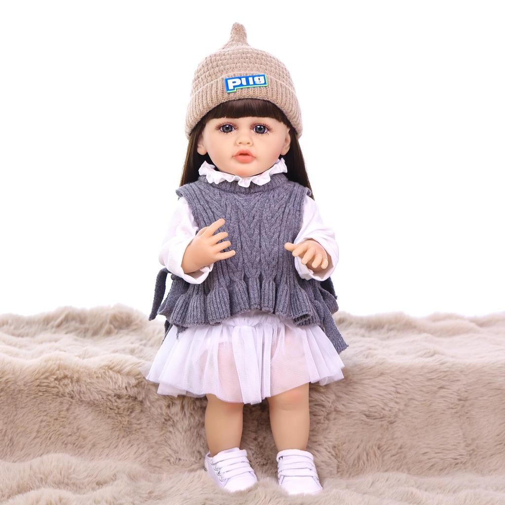 kEIUMI Full Silicone Vinyl 22 Inch Reborn Baby Doll Realistic Skin Look Like Newborn Girl Toys Children Gift