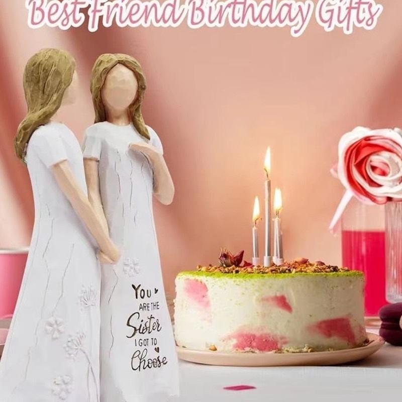 Resin Sister Statue Representing Friendship For Home Office Shelf Decors And Birthday Christmas Holiday Gift Present