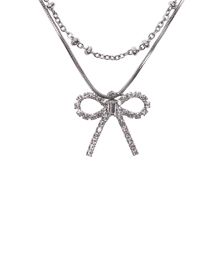 Luvistrue Ch Ribbon Necklace(Silver)