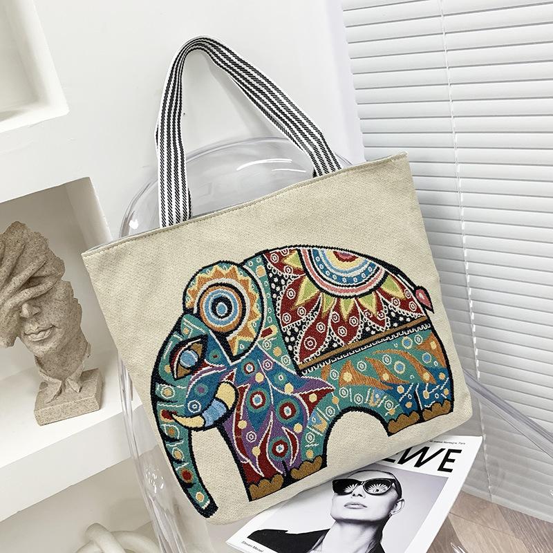 

Сумка через плечо Холщовая сумка Жаккардовая вышивка Мультяшная сумка Сумка через плечо Женская сумка Ручная студенческая для покупок