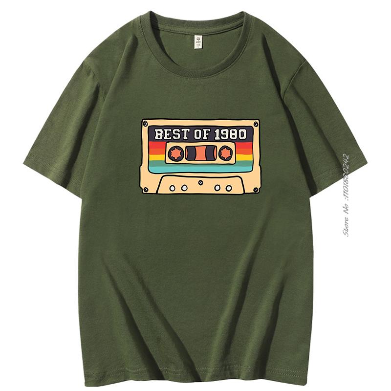 Cotton Tshirt Best Of 1980 Retro Audio Tape Graphic T Shirts Summer Harajuku Mens Short Sleeve Tshirt Streetwear Men Clothing