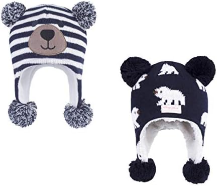 LANGZHEN Cute Style Jacquard Technique Toddler Kids Infant Winter Hat Earflap Knit Warm Cap Fleece Lined Beanie Button Baby
