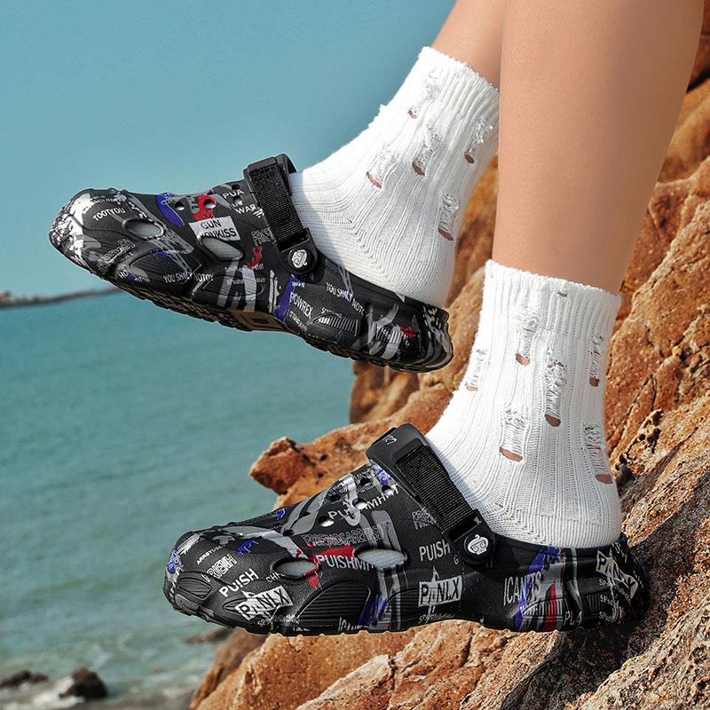 Fashion Summer Men's Upsteam Shoes Slipper Thick-Soled Sandals Non-Slip Garden Clogs Breathable Toe-Cap Slides Casual Beach Slippers