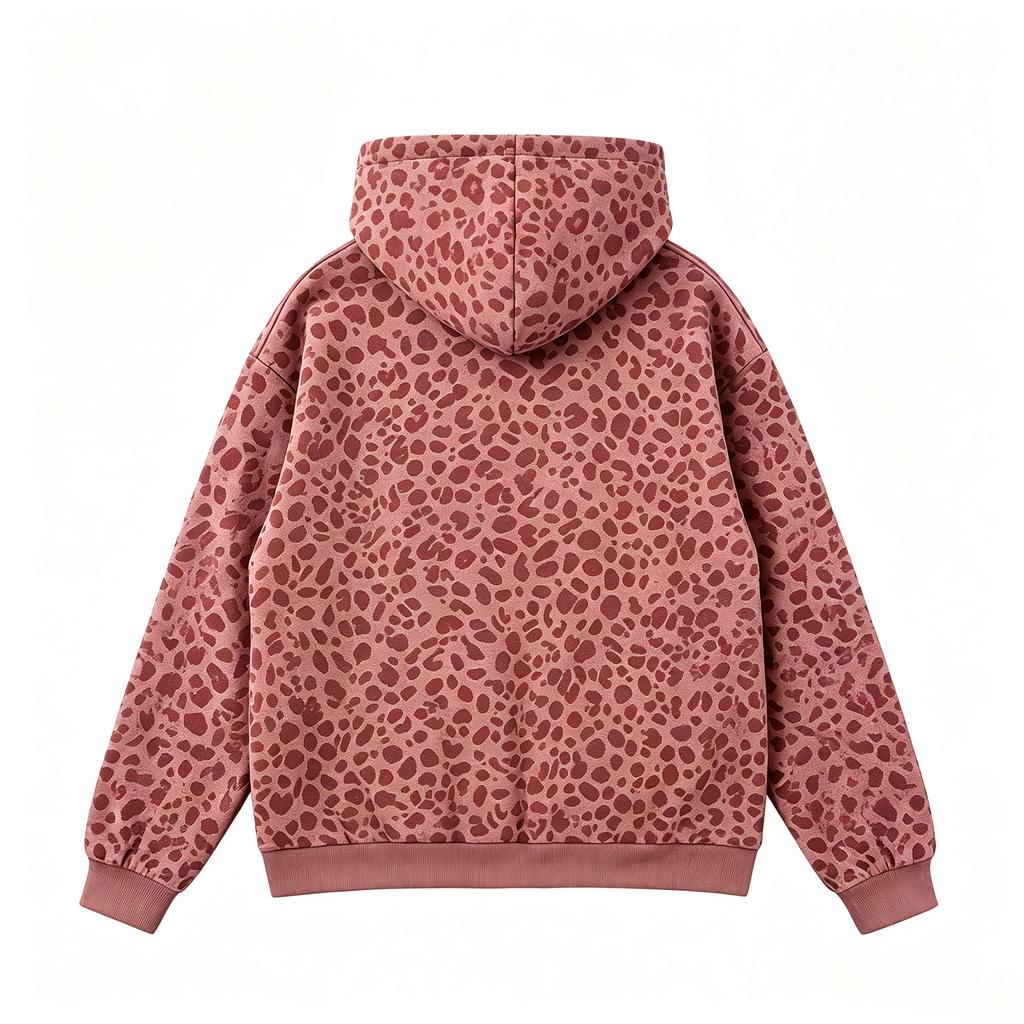 Damen Casual Kapuzen-Reißverschlussjacke mit Leopardenmuster für den Alltag