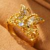 Anello Raffinato ed Elegante Fiore Farfalla per Donna, Incastonato con Zirconi Luminosi Gioielli Vintage, Regalo per Festa di Compleanno Anniversario