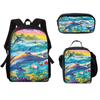 Classic Popular Funny Underwater World Whale 3D Print 3pcs/Set Pupil School Bags Laptop Daypack Backpack Lunch Bag Pencil Case