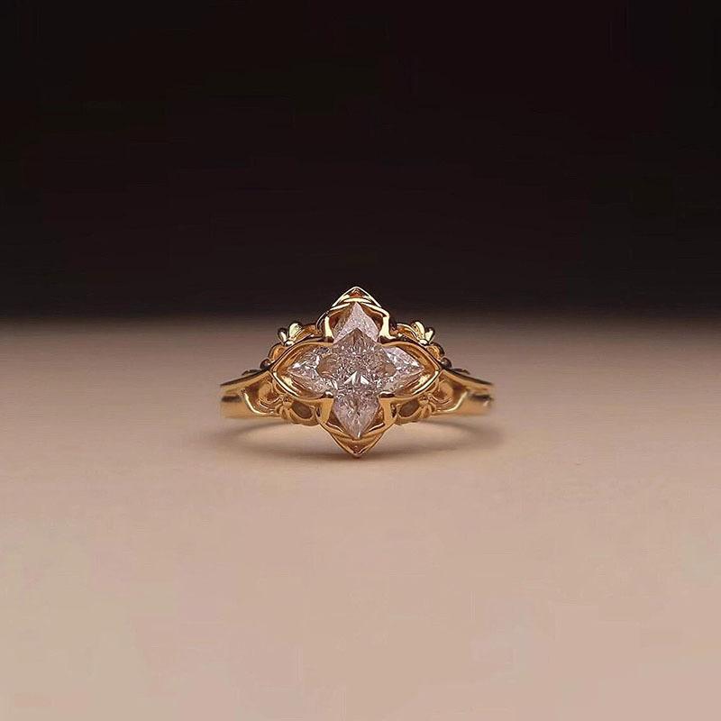 Креативные ретро-люкс цветочные сверкающие инкрустированные цирконами бриллиантовые кольца для женщин парный стиль изысканные свадебные подарки resizable золотой