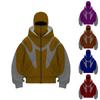 Pánská nadměrná mikina na zip, barevný blok, s dlouhým rukávem, s kapucí, retro bunda, mikina