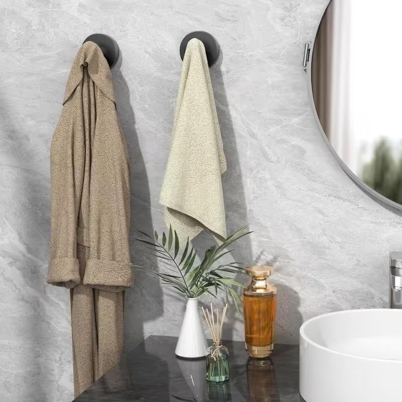 4pcs No-Drill Bathroom Hook Set – Shower, Towel & Stainless Steel Hooks for Tile/Glass/Mirror