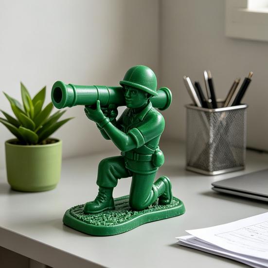 3D Printed Man Pen Holder Kneeling Soldier Grim Reaper Ninja Knight Warrior Statue of Liberty Pencil Stand Home Office Decoration Ornament