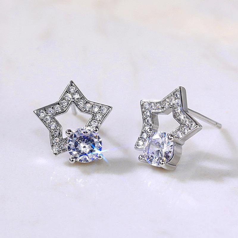Fashion Female Earrings Sterling Silver Geometric Flower Heart Zircon Earrings for Women Pendientes Dropshipping
