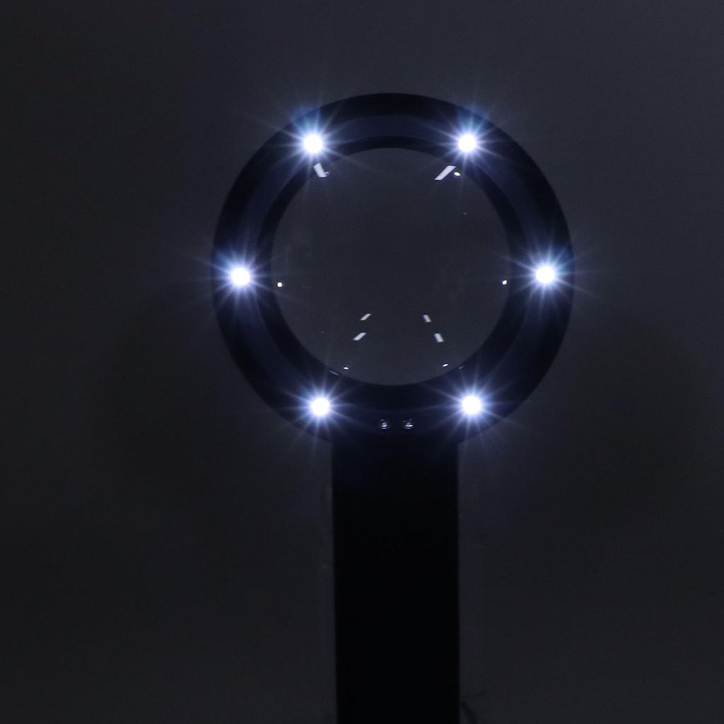 Lupa para Idosos 6X/15X 6 Luzes LED Lente de Mão Ampliadora para Leitura Inspeção