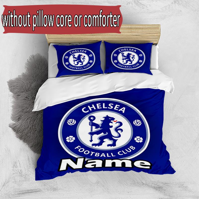3'lü Nevresim Takımı (1*Nevresim Kılıfı + 2*Yastık Kılıfı, Çekirdeksiz), Özel İsimli Chelsea F.C Desenli Nevresim Takımı, Ev Yatak Odası Dekorasyon Hediyesi