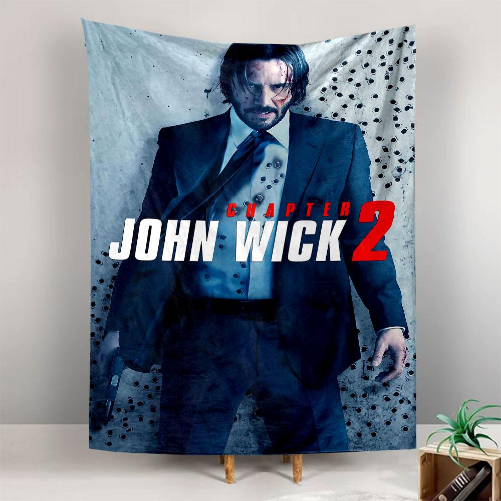 A suited man with a gun stands against a bullet-holed wall. Patterned tapestry for bedroom and living room home decor