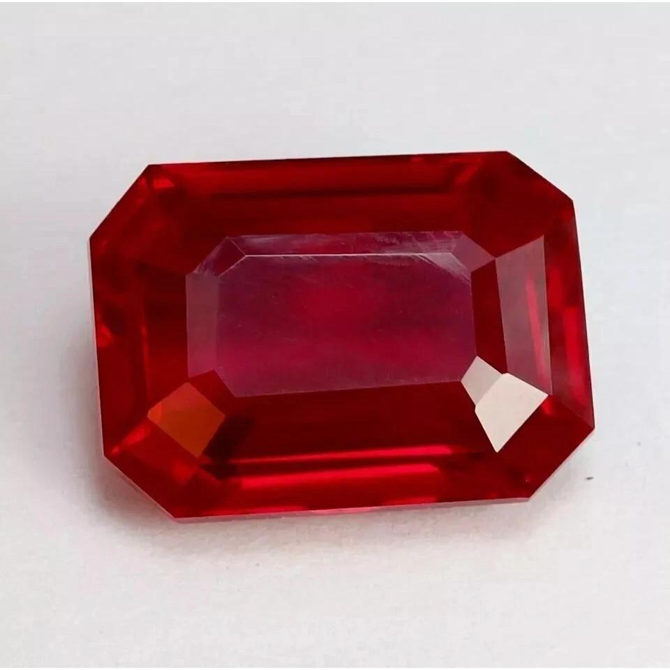 Ruby Red & Stud Natural 30-32 Ct Emerald Cut Stunning Certified Loose Gemstone