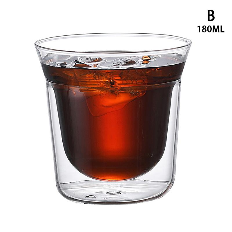 

Креативная стеклянная чашка для чая, конструкция с двойными стенками, прозрачная стеклянная кофейная кружка, ресторанные стеклянные кружки, стеклянная кружка с двойными стенками, посуда для напитков 180ML