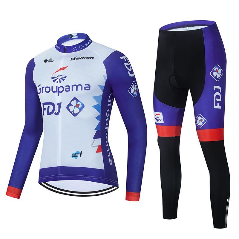 Mens Cycling Jersey Set Long Sleeve Quick Dry Breathable Mountain Road Bike Apparel