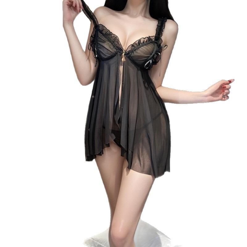 Summer Sexy Pajamas Sexy Underwear Pure Lust Pajamas Female Seduction Breasts Split Hollow Perspective Uniform