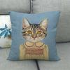 Cartoon Cat Pattern Series Super Soft Cotton and Linen Material Pillow Cover for Home Sofa Decoration Pillow Cover
