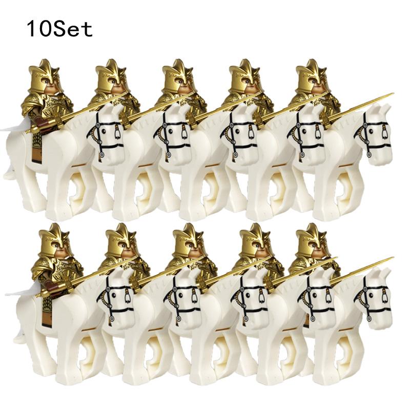 10 Sets Gondor Knight LOTR 9471 Fountain Guard & Castle Roman Solider Black Falcon With Horse Figure Building Block Kids TOYS
