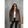 Womens Short Faux Fur Coat With Oversized Lapel Warm Plush Open Front Jacket Winter