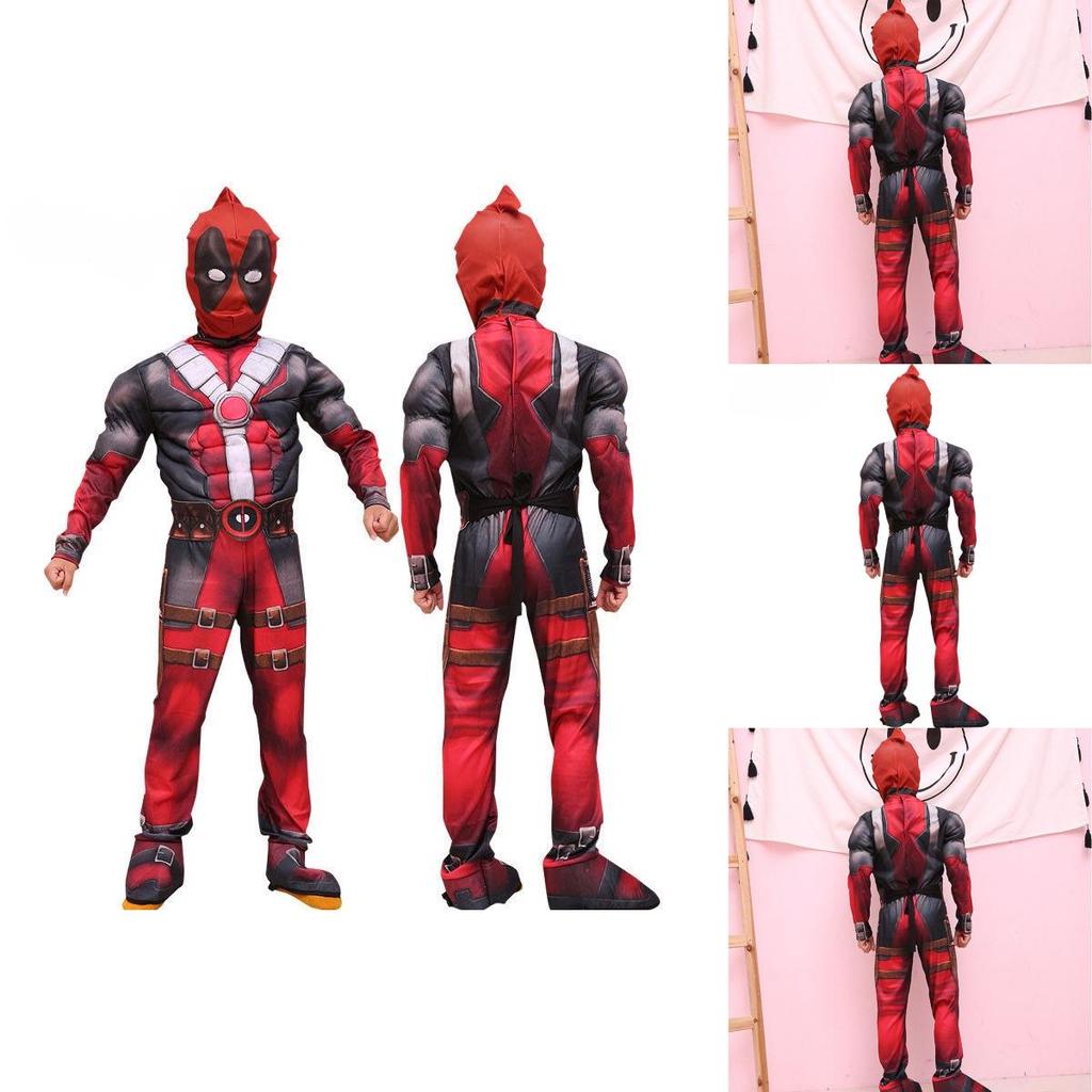 Deadpool Cosplay Costume For Boys Featuring Lifelike Muscle Design And Breathable Fabric