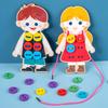 Kids' Wooden Lacing and Sewing Toy for Hand-Eye Coordination