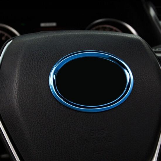 1pcs Blue Titanium Car Steering Wheel Cover Trim For Toyota Camry 2018-