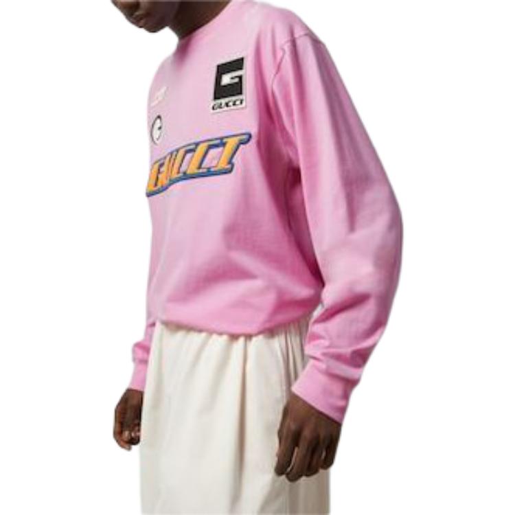 Gucci Knitted Cotton Long Sleeved T Shirt Sweatshirt Men's Pink 778363-XJGBN-5152