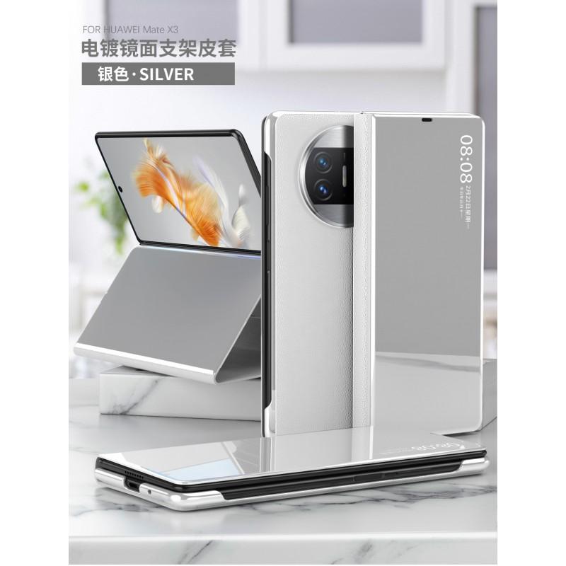 Mate X3 Flip Case With Mirror Finish Stand Magnetic Shockproof PC Leather Cover Foldable Phone