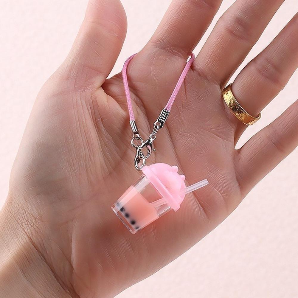 Resin Milk Tea Pendant Bubble Tea Coffee Cup Keychain Cute Handbag Pendant  for Women Girls