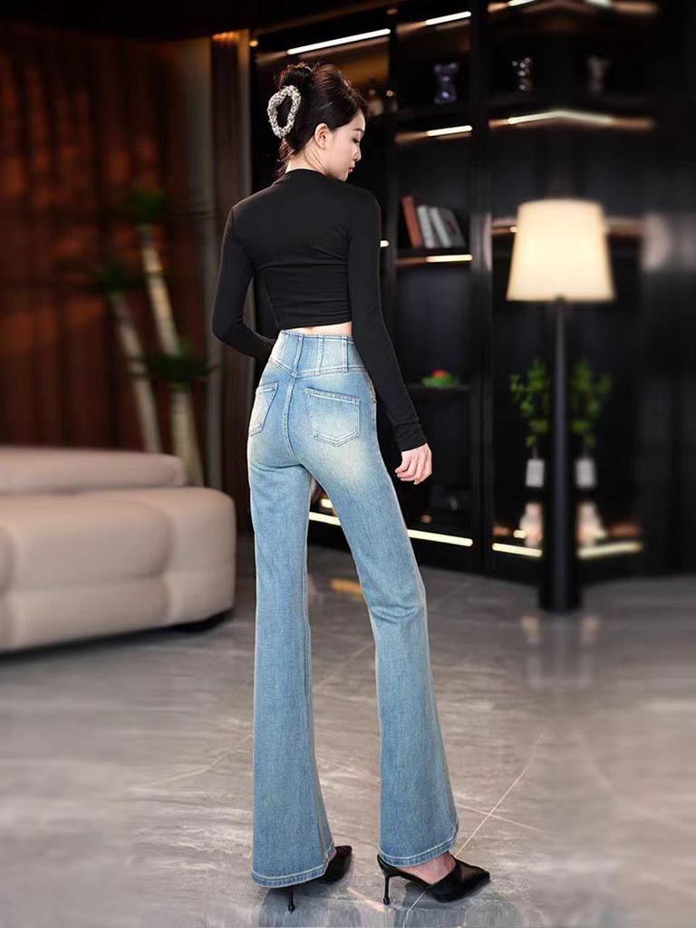Women's High-Waisted Micro-Flare Jeans 2025 - Slimming Stretch Bootcut Pants for Autumn/Winter