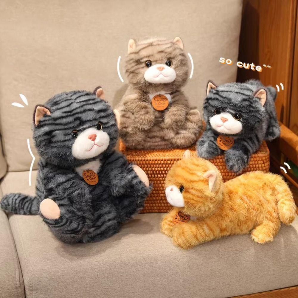 Stuffed Doll Simulation Cat Plush Toys Fluffy Animal Cartoon Kitty Dolls  Kids Birthday Christmas