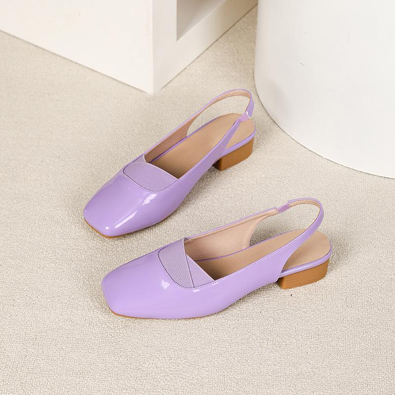 Slingback Heels for Women Square Closed Toe Chunky Heel Pumps Office Wedding Party Dress Shoes Women's Casual Slip On Low Block Heeled Summer Sandals